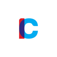 Fototapeta premium Initial letter IC, overlapping transparent uppercase logo, modern red blue color