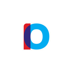 Initial letter IO, overlapping transparent uppercase logo, modern red blue color