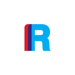 Initial letter IR, overlapping transparent uppercase logo, modern red blue color