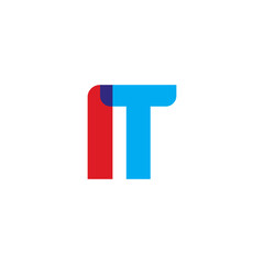 Initial letter IT, overlapping transparent uppercase logo, modern red blue color