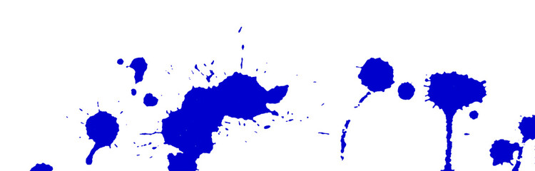 Obraz premium Ink splash, stains, strokes and blots. Paint Splatter Background. Blue and white vector illustration. Abstract grunge template.