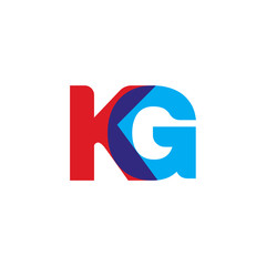 Initial letter KG, overlapping transparent uppercase logo, modern red blue color