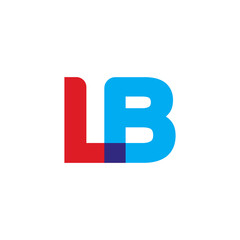 Initial letter LB, overlapping transparent uppercase logo, modern red blue color