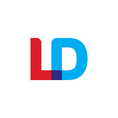 Initial letter LD, overlapping transparent uppercase logo, modern red blue color