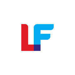 Initial letter LF, overlapping transparent uppercase logo, modern red blue color