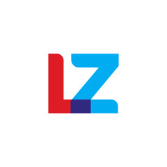 Initial letter LZ, overlapping transparent uppercase logo, modern red blue color