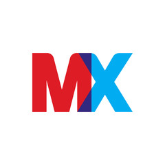 Obraz premium Initial letter MX, overlapping transparent uppercase logo, modern red blue color