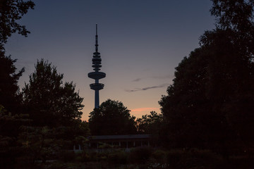 Obraz premium Television Tower during Sunset in Hamburg, Germany, Europe