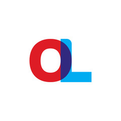 Initial letter OL, overlapping transparent uppercase logo, modern red blue color