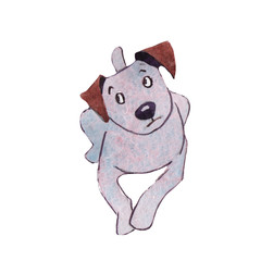 JackRussel terrier dog puppy hand drawing watercolor