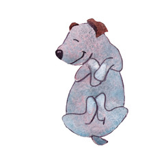 JackRussel terrier dog puppy hand drawing watercolor
