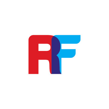 Initial letter RF, overlapping transparent uppercase logo, modern red blue color