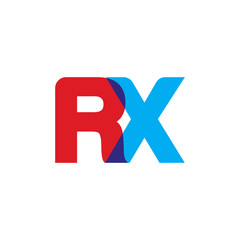 Obraz premium Initial letter RX, overlapping transparent uppercase logo, modern red blue color