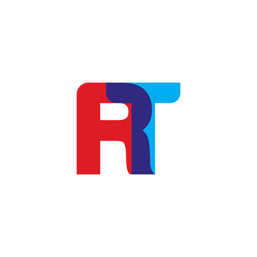 Initial letter RT, overlapping transparent uppercase logo, modern red blue color