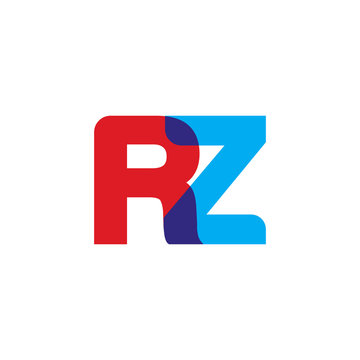 Initial letter RZ, overlapping transparent uppercase logo, modern red blue color