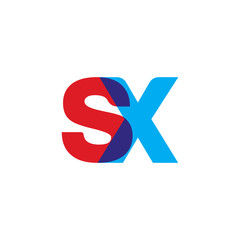 Obraz premium Initial letter SX, overlapping transparent uppercase logo, modern red blue color
