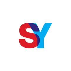 Initial letter SY, overlapping transparent uppercase logo, modern red blue color