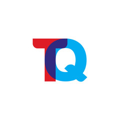 Initial letter TQ, overlapping transparent uppercase logo, modern red blue color
