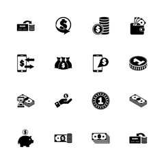 Currency - Expand to any size - Change to any colour. Flat Vector Icons - Black Illustration on White Background.