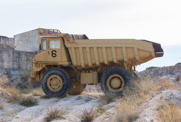 Old industrial truck for stone