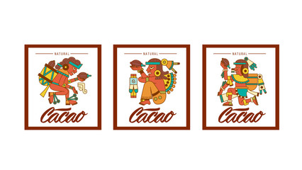 Aztec cacao pattern for chocolate package design.  Vector illustration.
