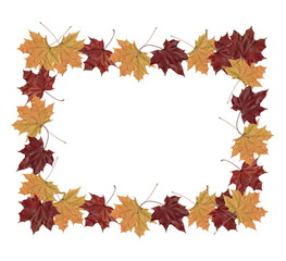 Naklejka na ściany i meble Rectangle Leaves autumn frame with red and yellow maple leaves