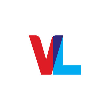 Initial letter VL, overlapping transparent uppercase logo, modern red blue color