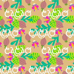 Aztec cacao seamless pattern for chocolate package design. Vector illustration.