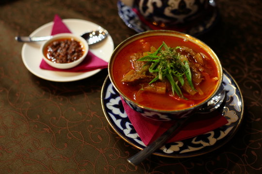 spicy soup lagman Oriental cuisine