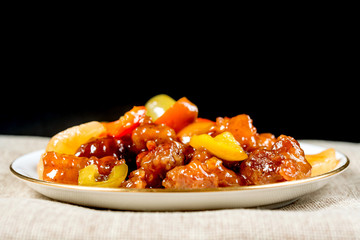 wok fried chicken stir fry with sweet peppers and chinese vegetables