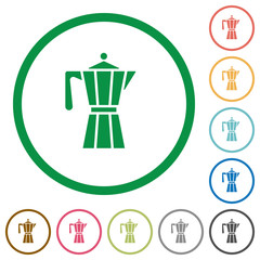 Coffee maker flat icons with outlines