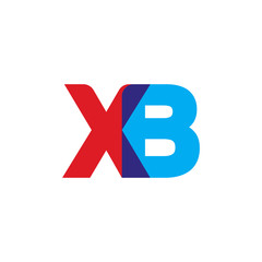 Initial letter XB, overlapping transparent uppercase logo, modern red blue color