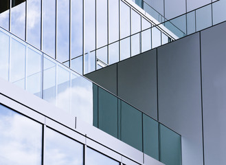 Architecture detail Glass wall Modern building exterior Abstract background