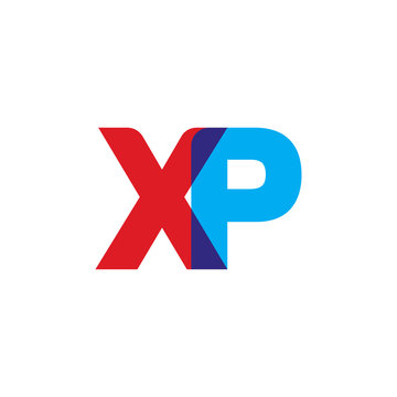 Initial letter XP, overlapping transparent uppercase logo, modern red blue color