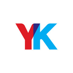 Initial letter YK, overlapping transparent uppercase logo, modern red blue color