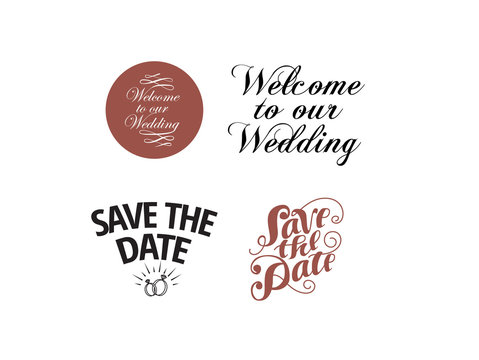 Wedding holiday logo collection for poster design. Vector illustration.