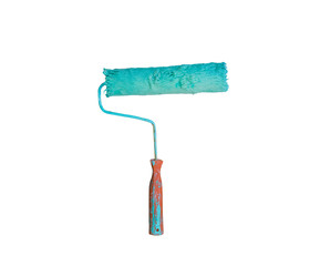 old Roller paint brush isolated on white background