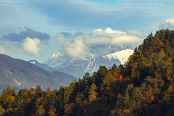 Fototapeta premium Autumn landscape at lake Bled, Slovenia
