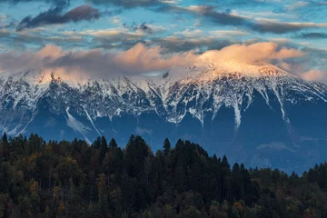 Foto auf Alu-Dibond Sunset on Karavanke mountains in Slovenia © Neven Krcmarek