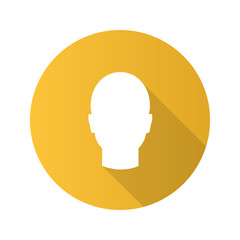Human's head flat design long shadow glyph icon