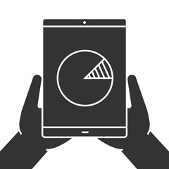Hands holding tablet computer glyph icon