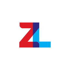Initial letter ZL, overlapping transparent uppercase logo, modern red blue color