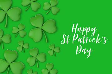 St Patrick's day Irish shamrock clover background. 3D rendering
