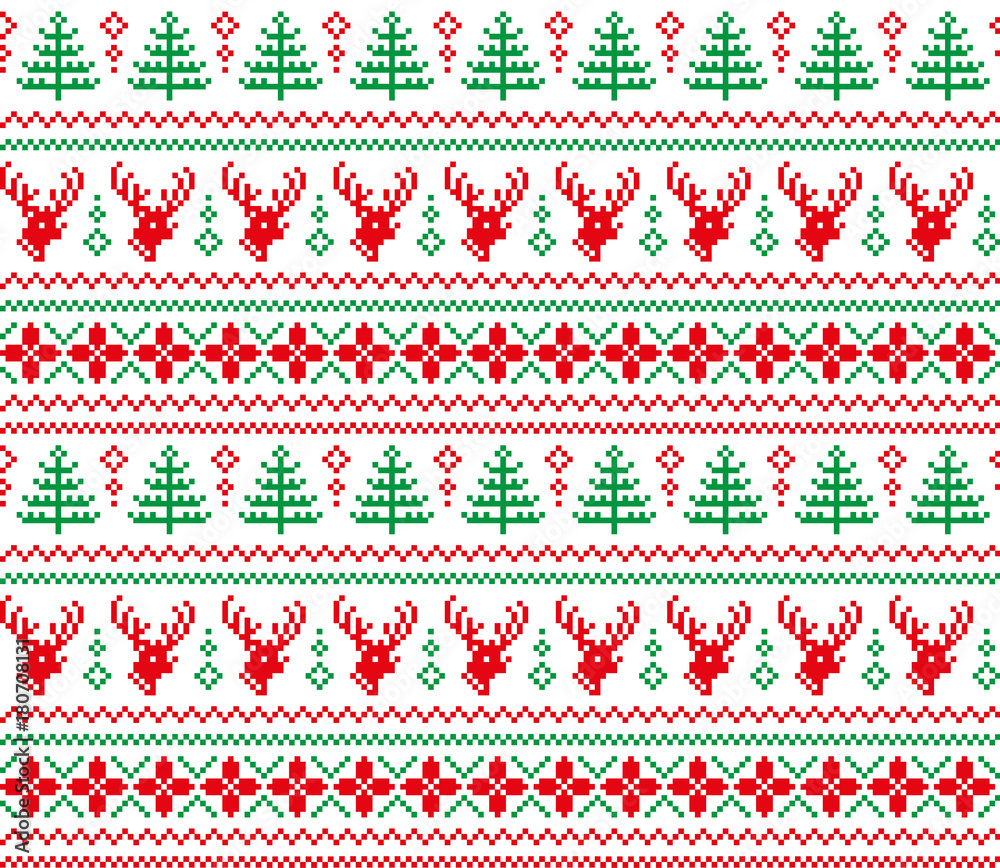 Wall mural New Year's Christmas pattern pixel