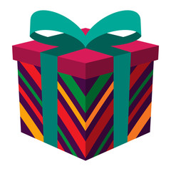 Colorful gift box icon with flat design style, flat color.