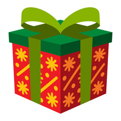 Colorful gift box icon with flat design style, flat color.