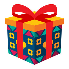 Colorful gift box icon with flat design style, flat color.