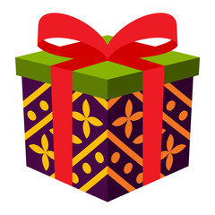 Colorful gift box icon with flat design style, flat color.