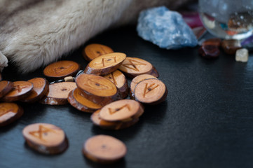 hand made wooden runes