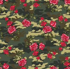 Camouflage Rose nahtloses Vektormuster